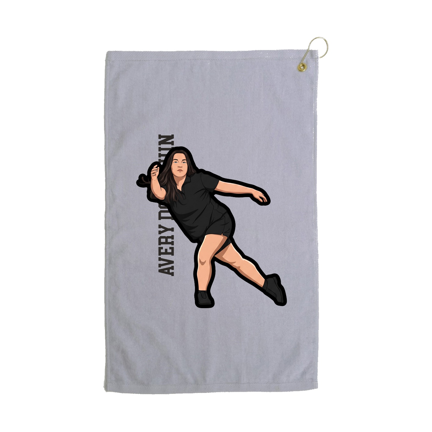Golf Towel — Name Vertical in Grey