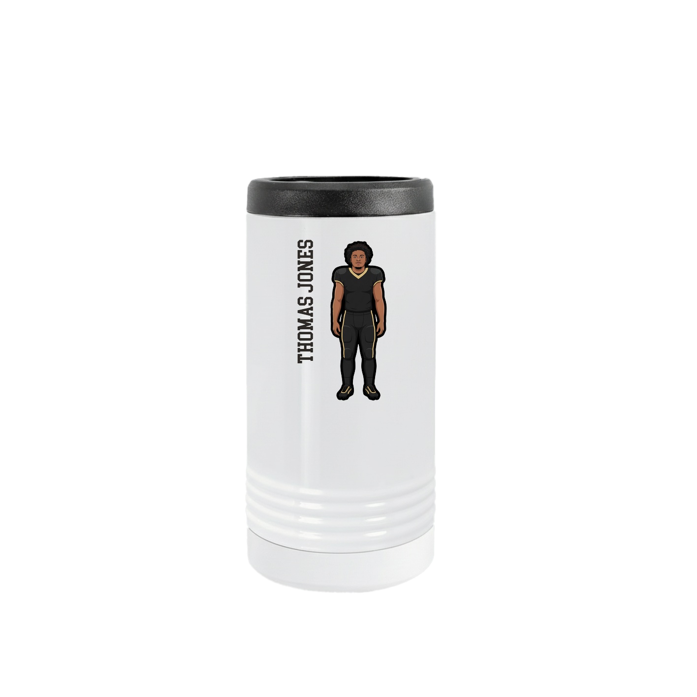 Slim Beverage Holder — Name Vertical in White