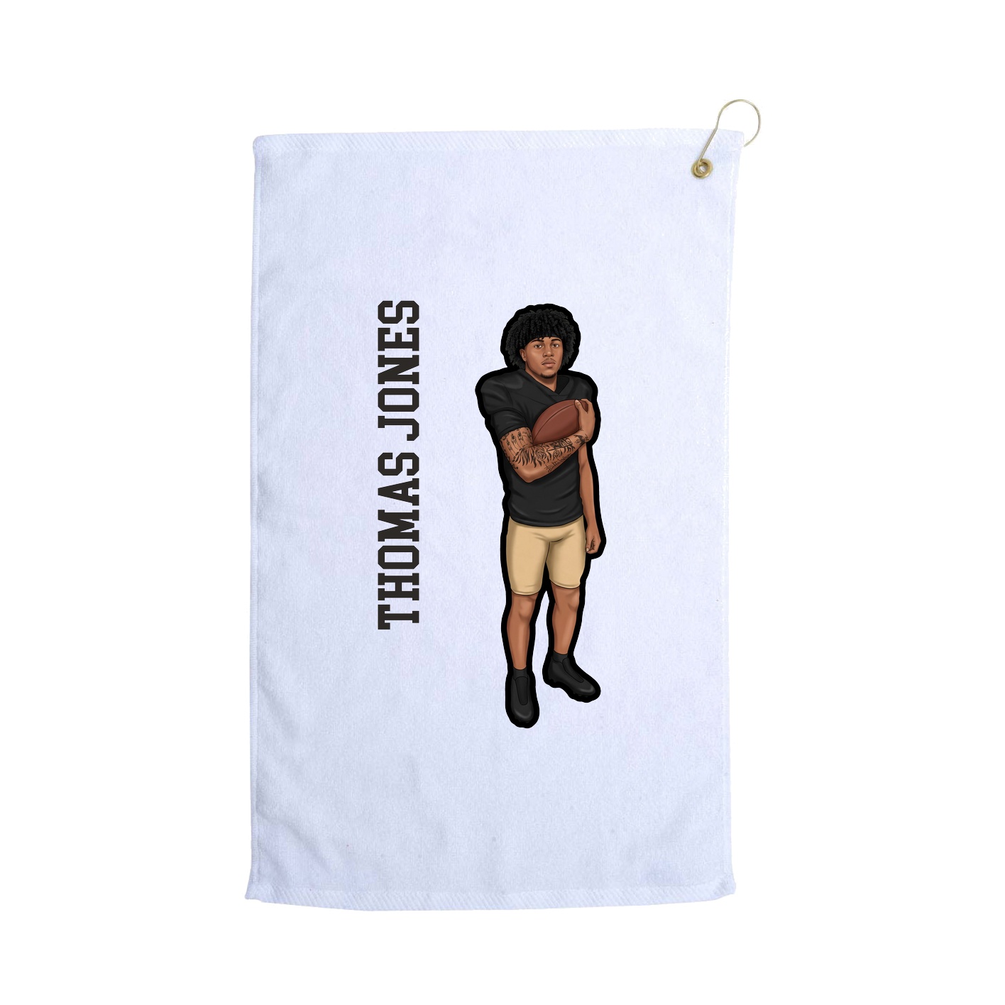 Golf Towel — Name Vertical in White