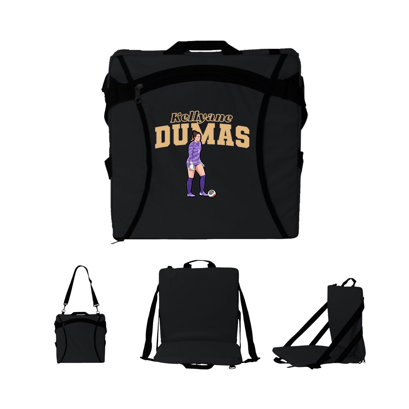 Folding Stadium Seat — Name Arch in Black