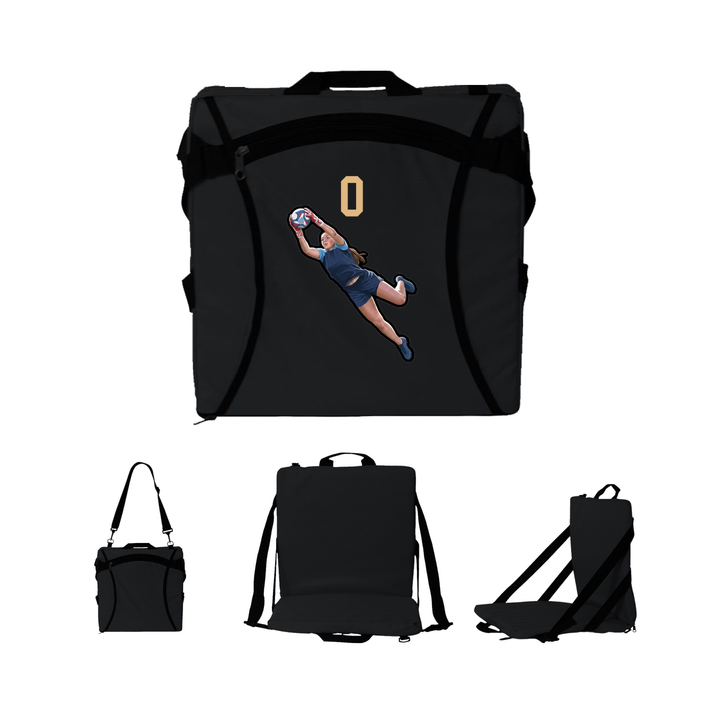 Folding Stadium Seat — Number Top in Black
