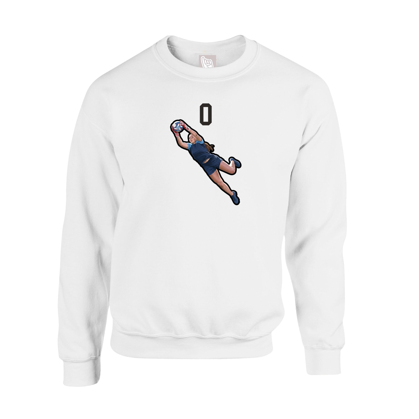 Fleece Crew — Number Top in White