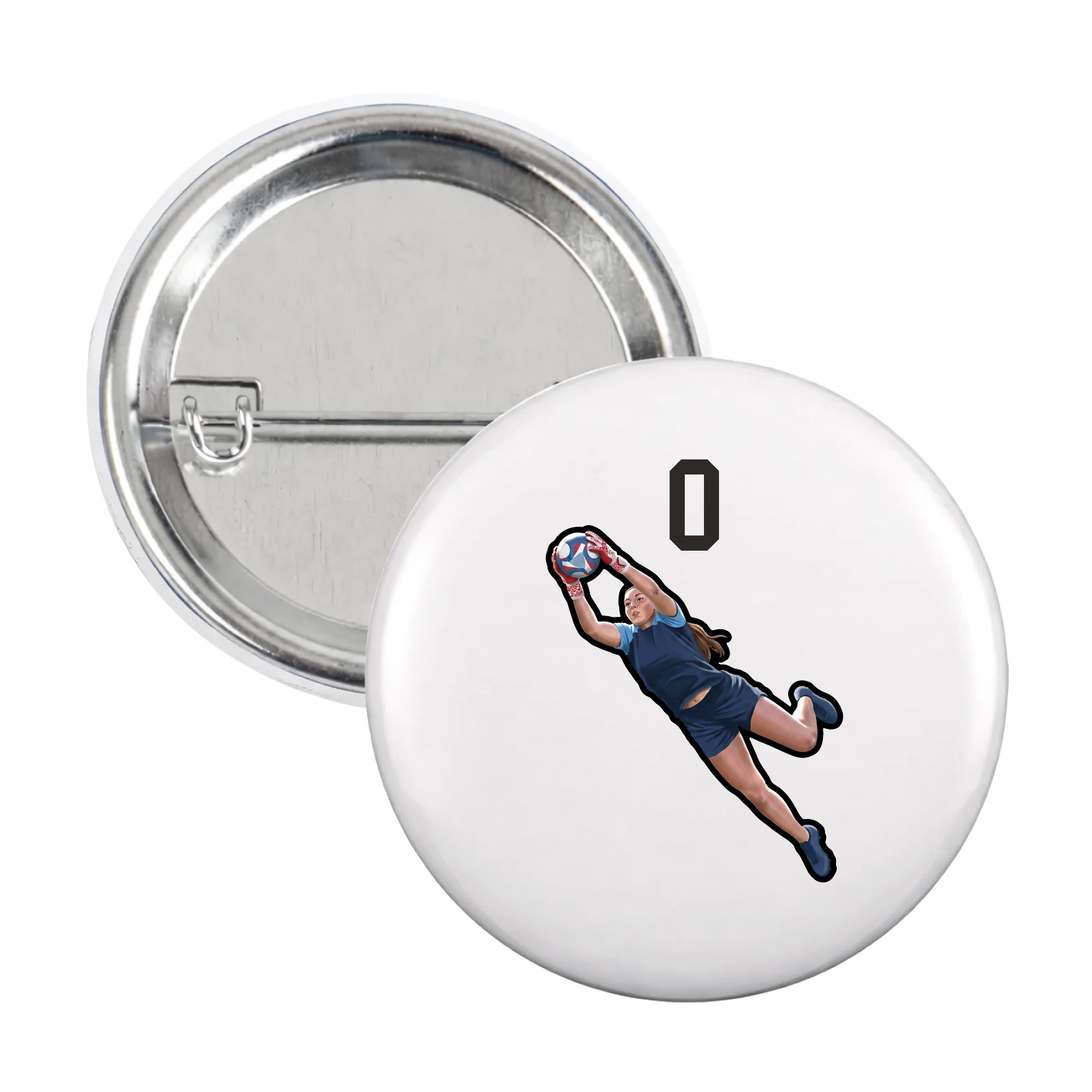 Game Day Button — Number Top in White