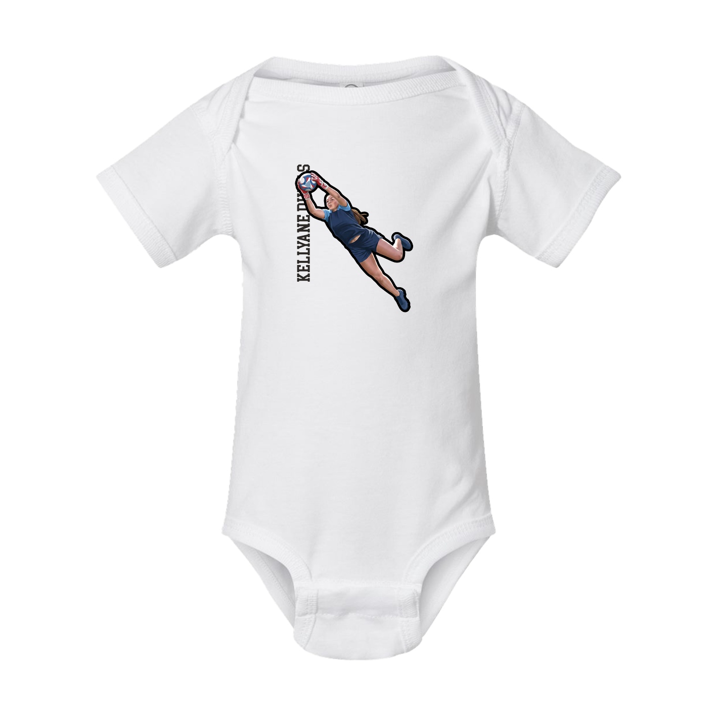 Baby Onesie — Name Vertical in White