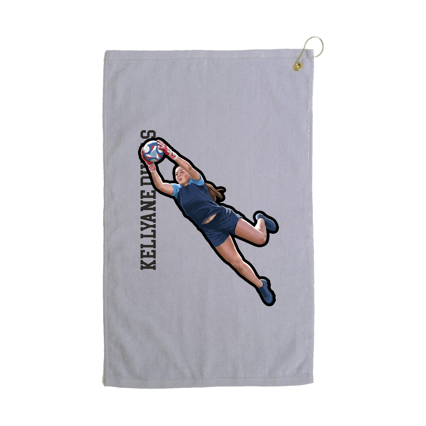 Golf Towel — Name Vertical in Grey