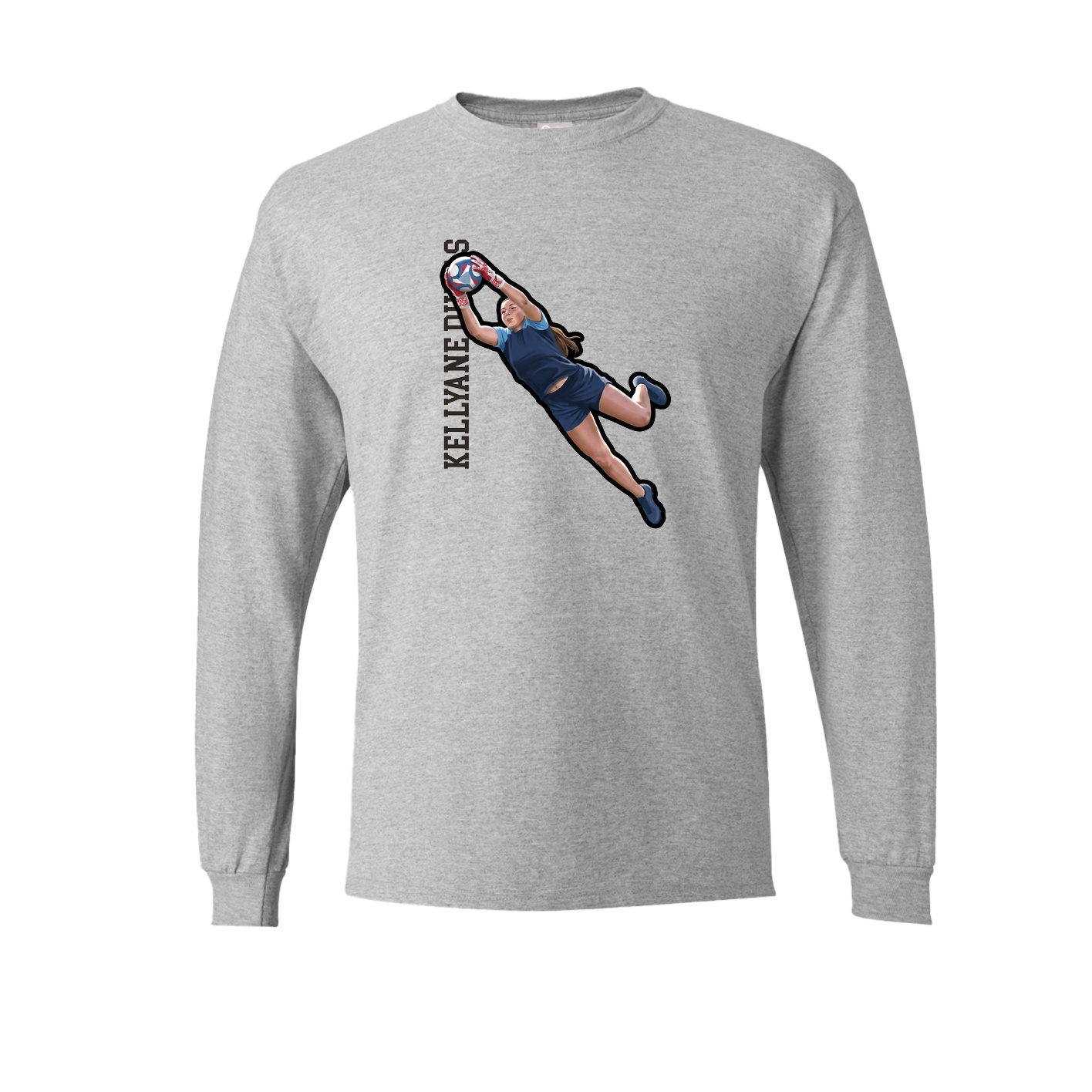 Long Sleeve Tee — Name Vertical in Grey