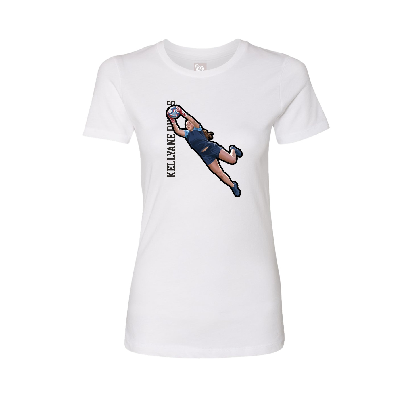 Womens Tee — Name Vertical in White