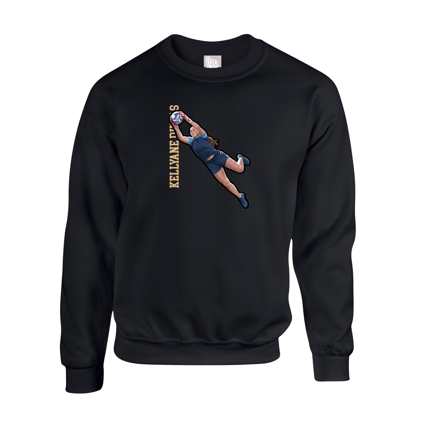 Fleece Crew — Name Vertical in Black