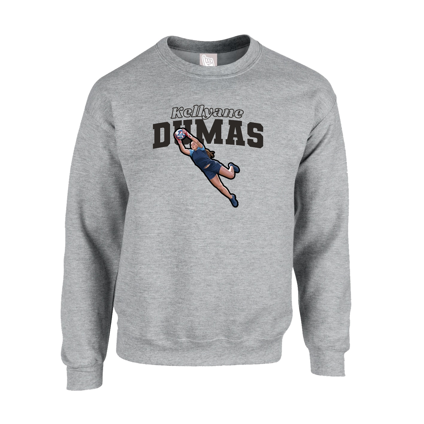 Fleece Crew — Name Arch in Grey