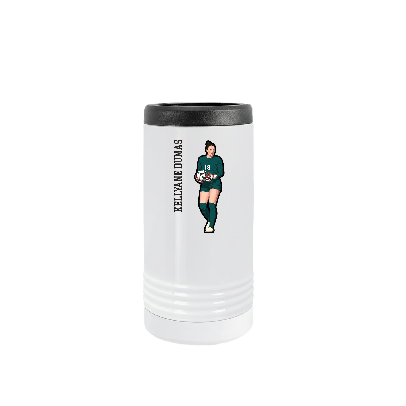 Slim Beverage Holder — Name Vertical in White