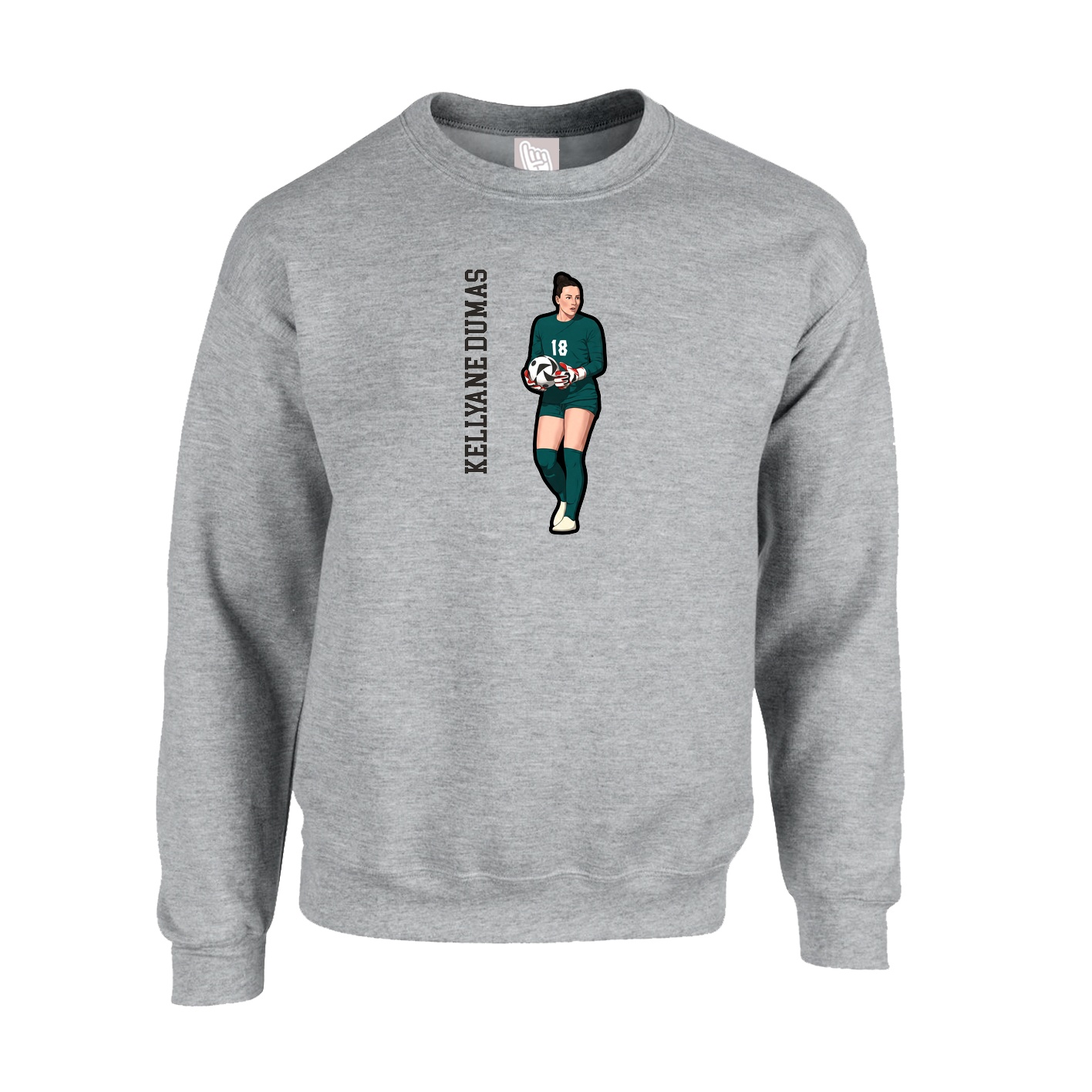 Fleece Crew — Name Vertical in Grey