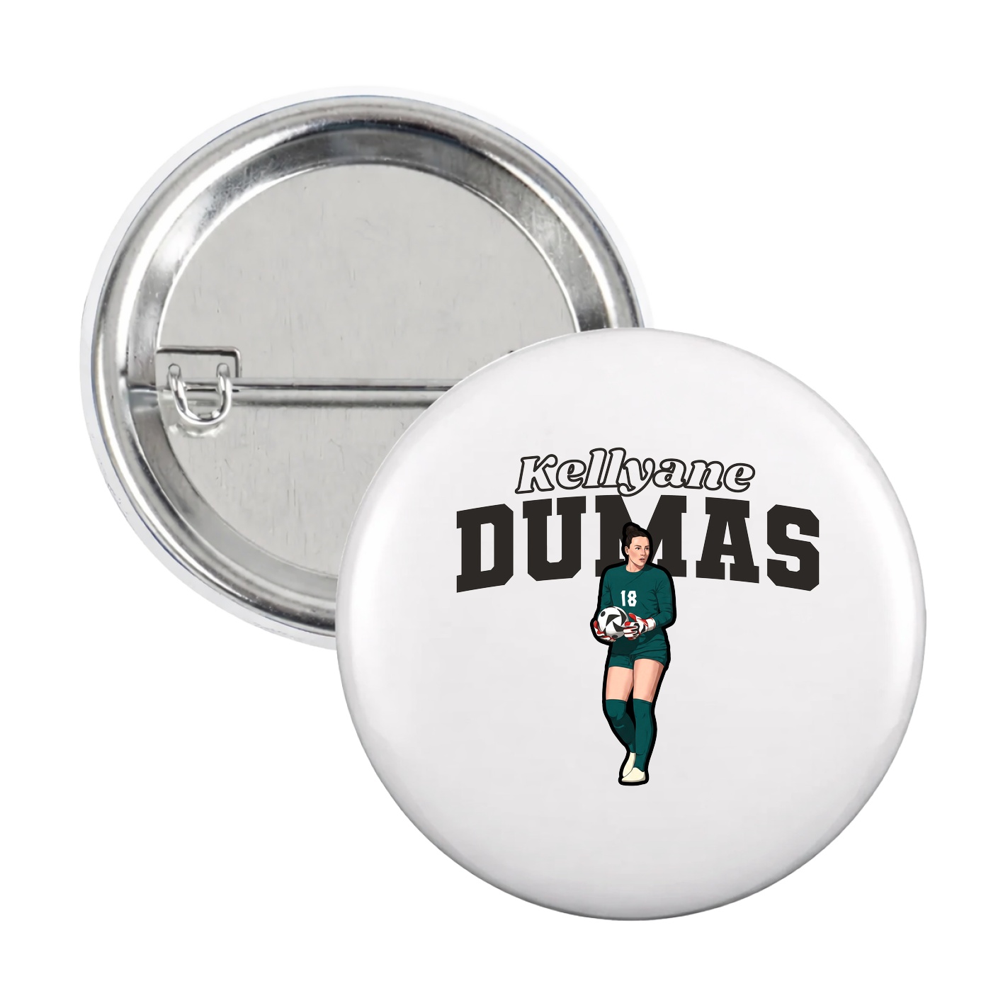 Game Day Button — Name Arch in White