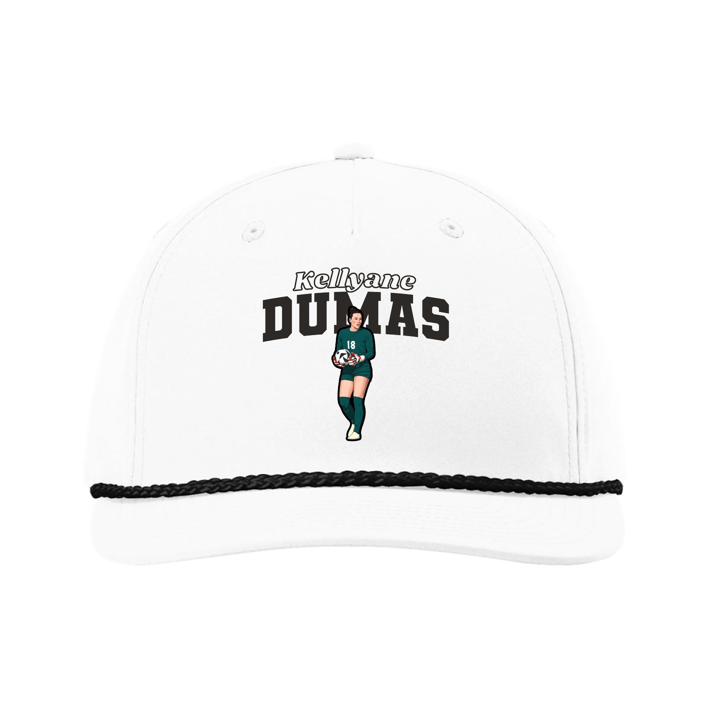 Five-Panel Classic Rope Cap — Name Arch in White