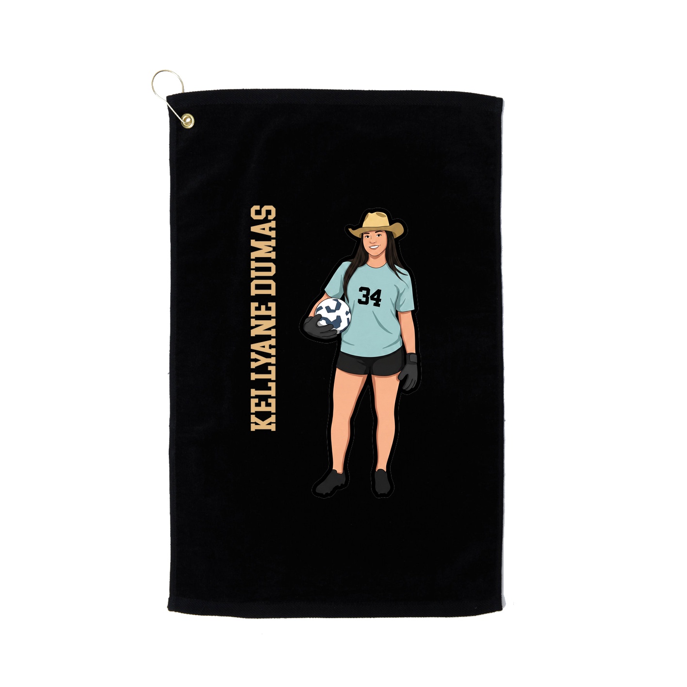 Golf Towel — Name Vertical in Black