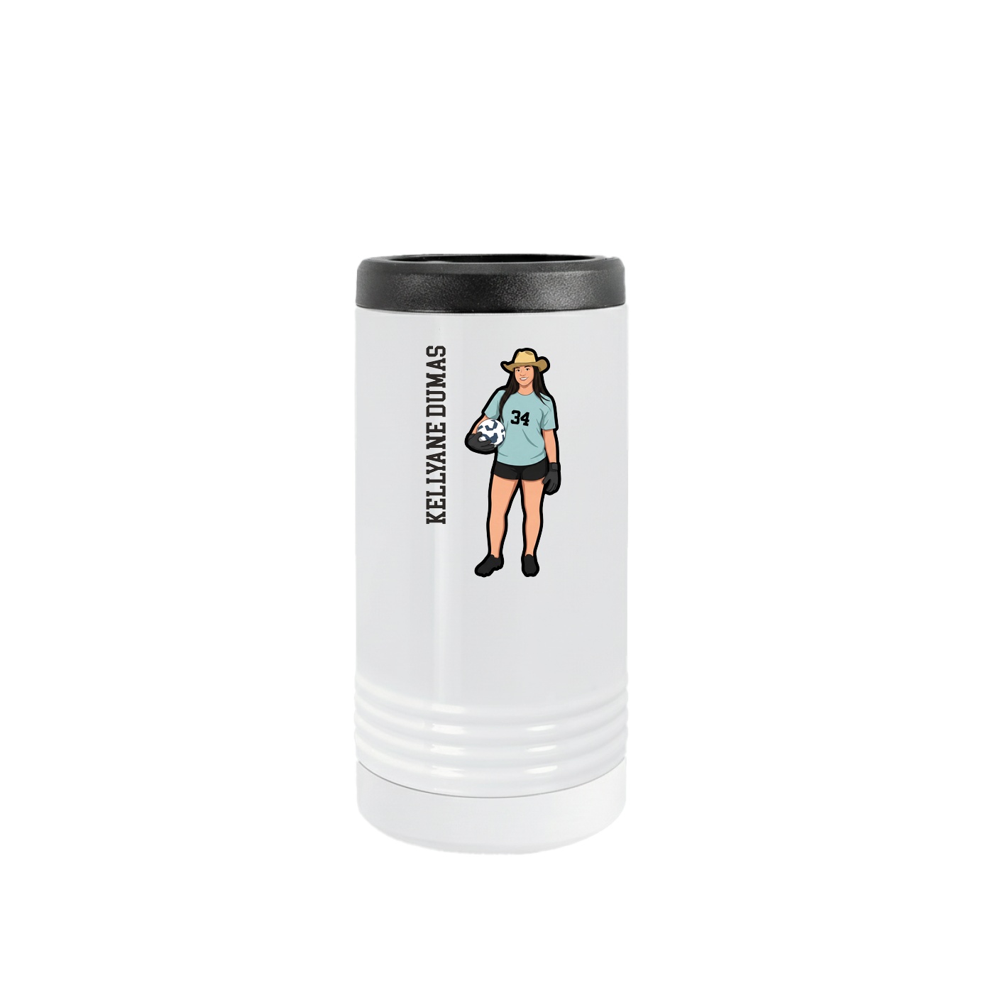 Slim Beverage Holder — Name Vertical in White