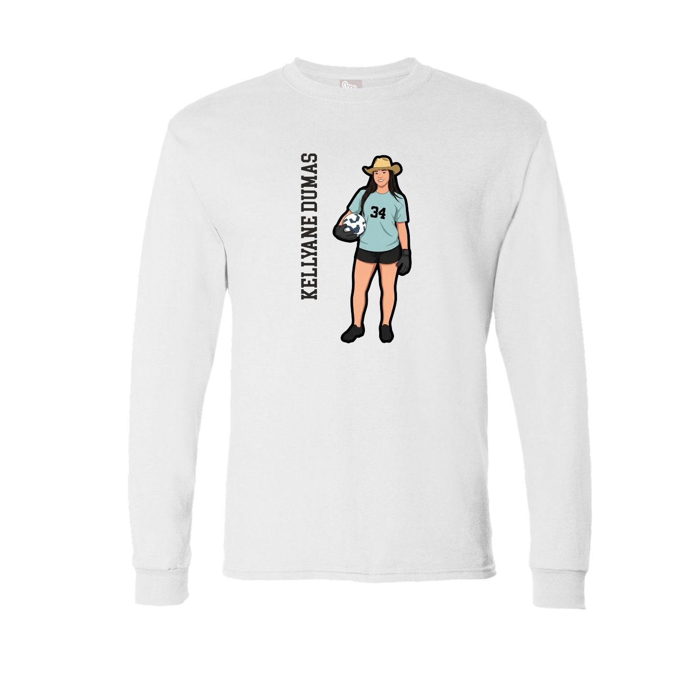 Long Sleeve Tee — Name Vertical in White