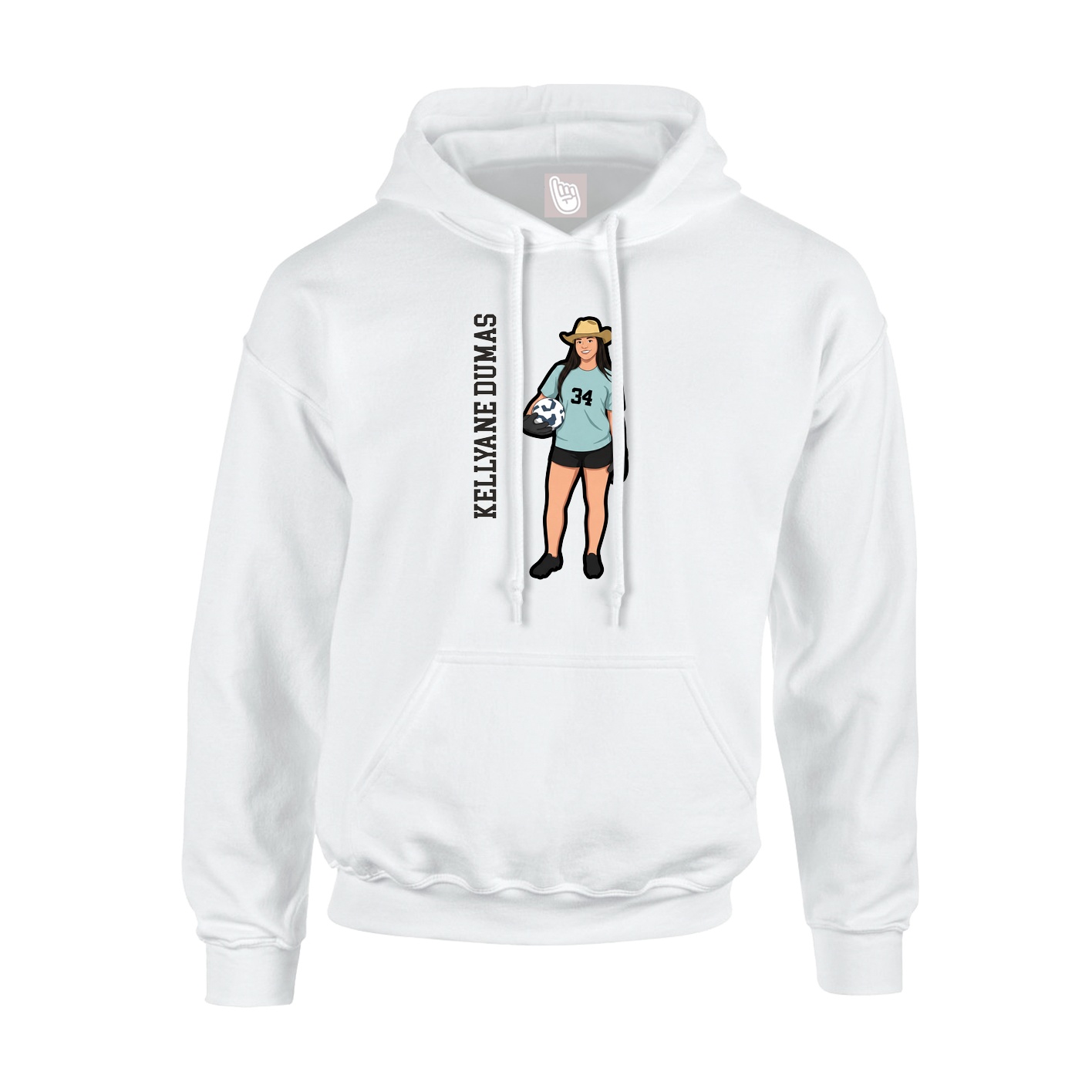 Youth Hoodie — Name Vertical in White