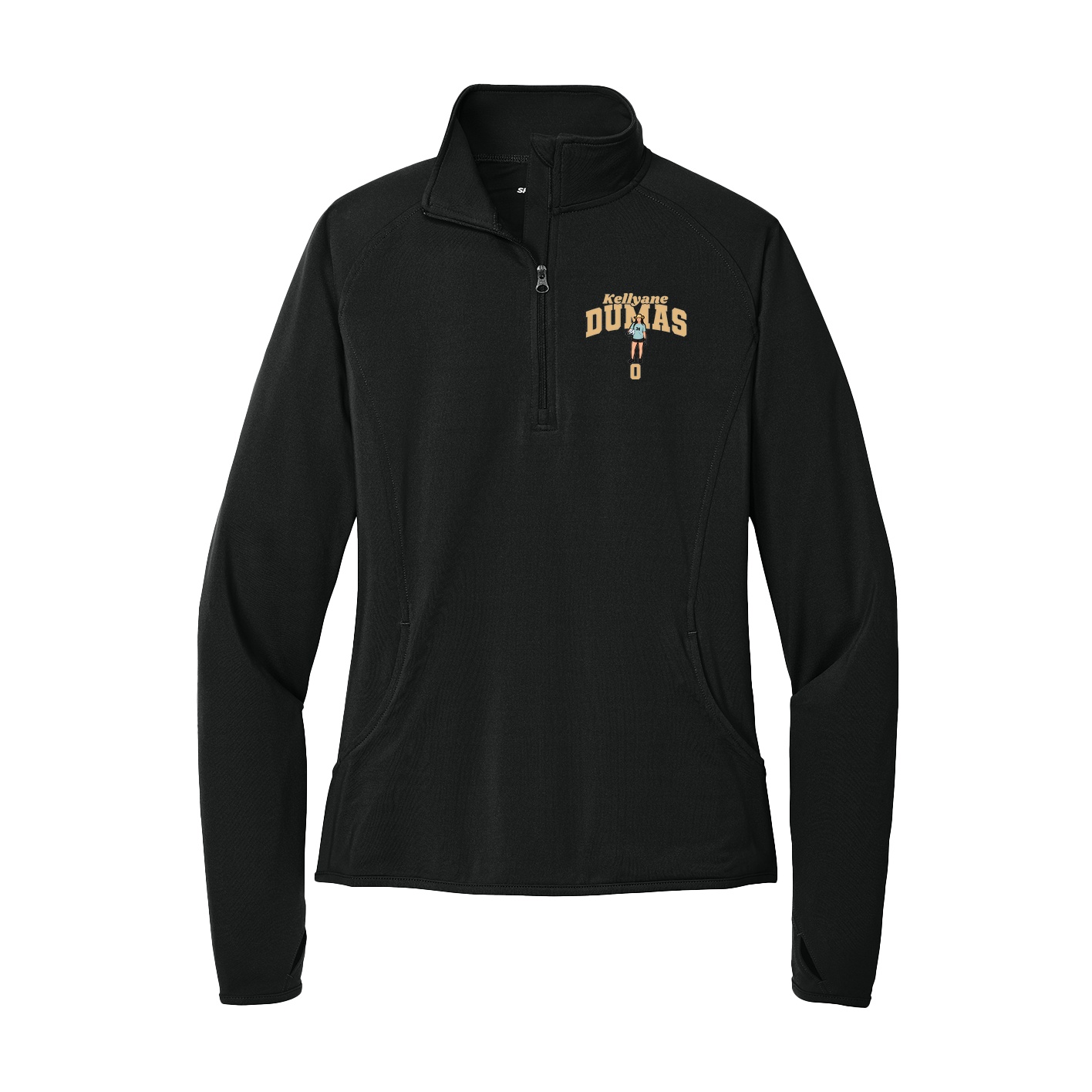 Women's Q-Zip Pullover — Signature Arch in Black