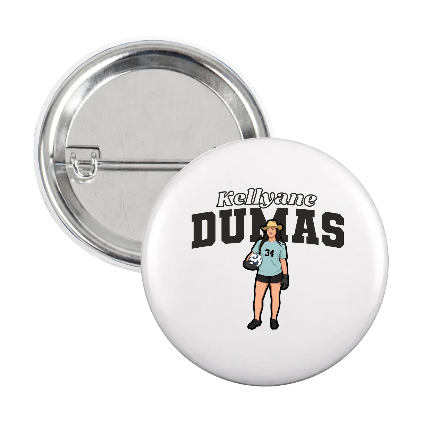 Game Day Button — Name Arch in White