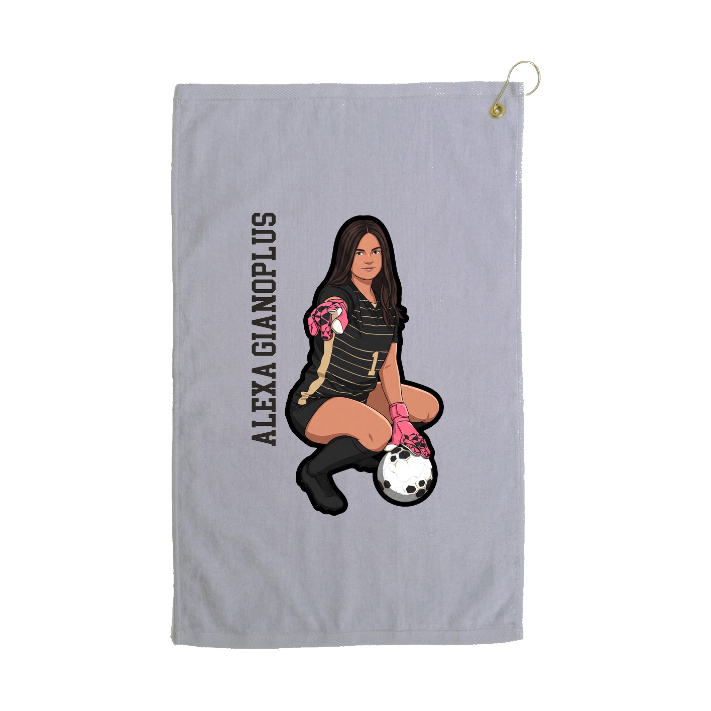 Golf Towel — Name Vertical in Grey