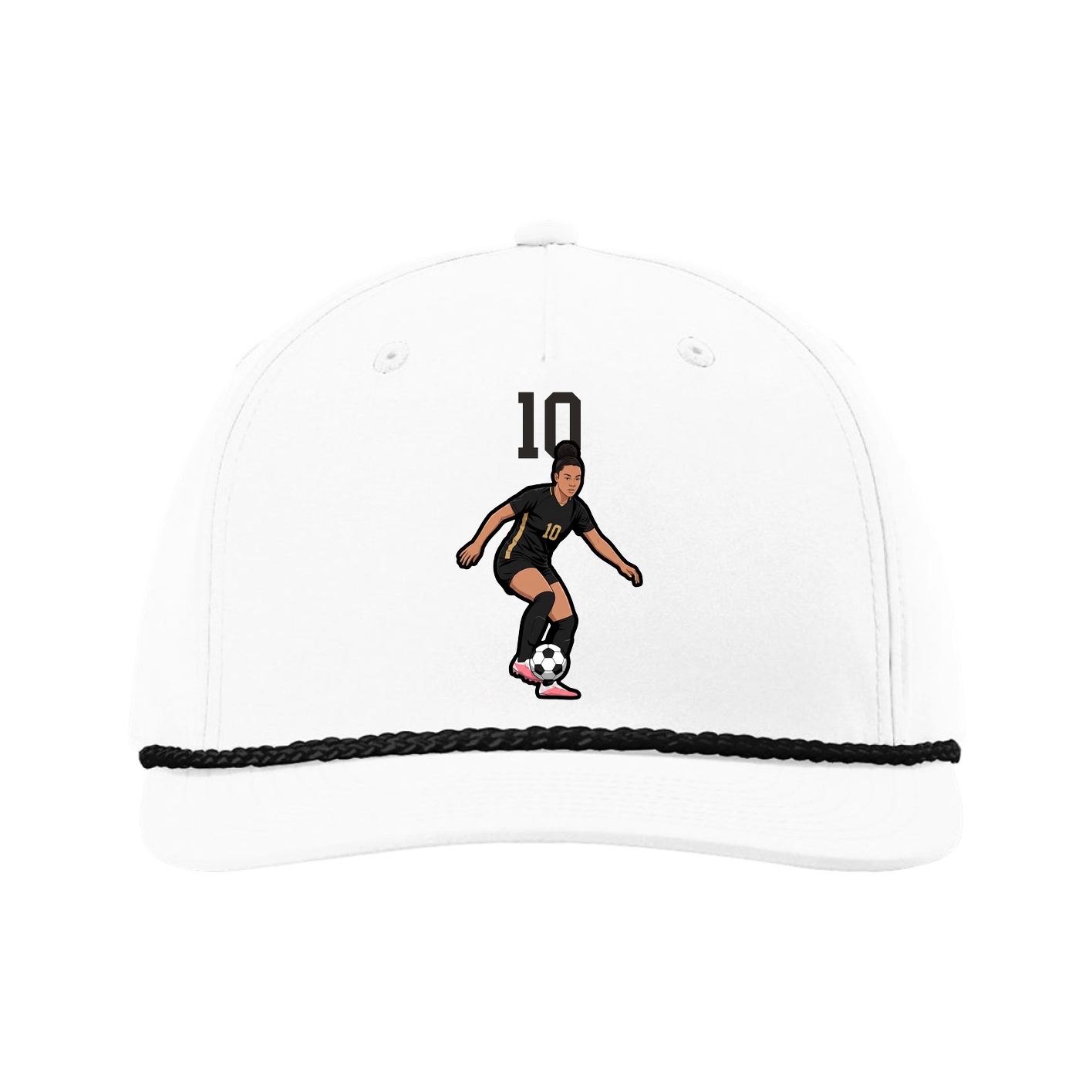 Five-Panel Classic Rope Cap — Number Top in White