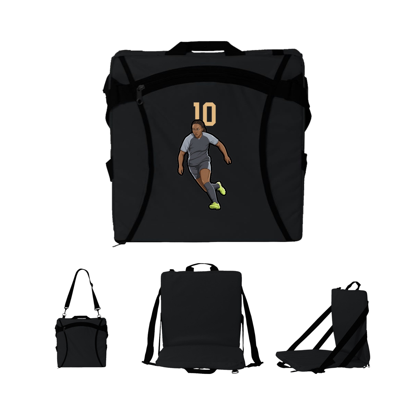 Folding Stadium Seat — Number Top in Black