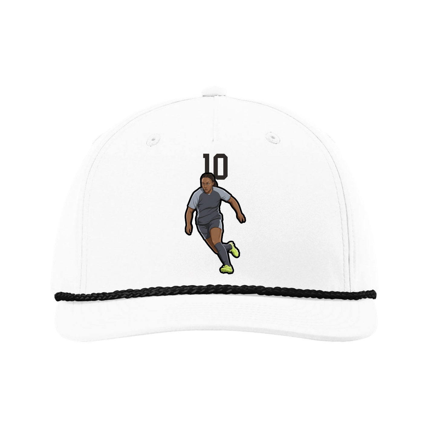Five-Panel Classic Rope Cap — Number Top in White
