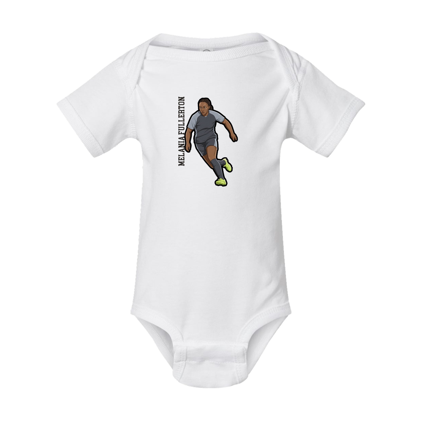 Baby Onesie — Name Vertical in White