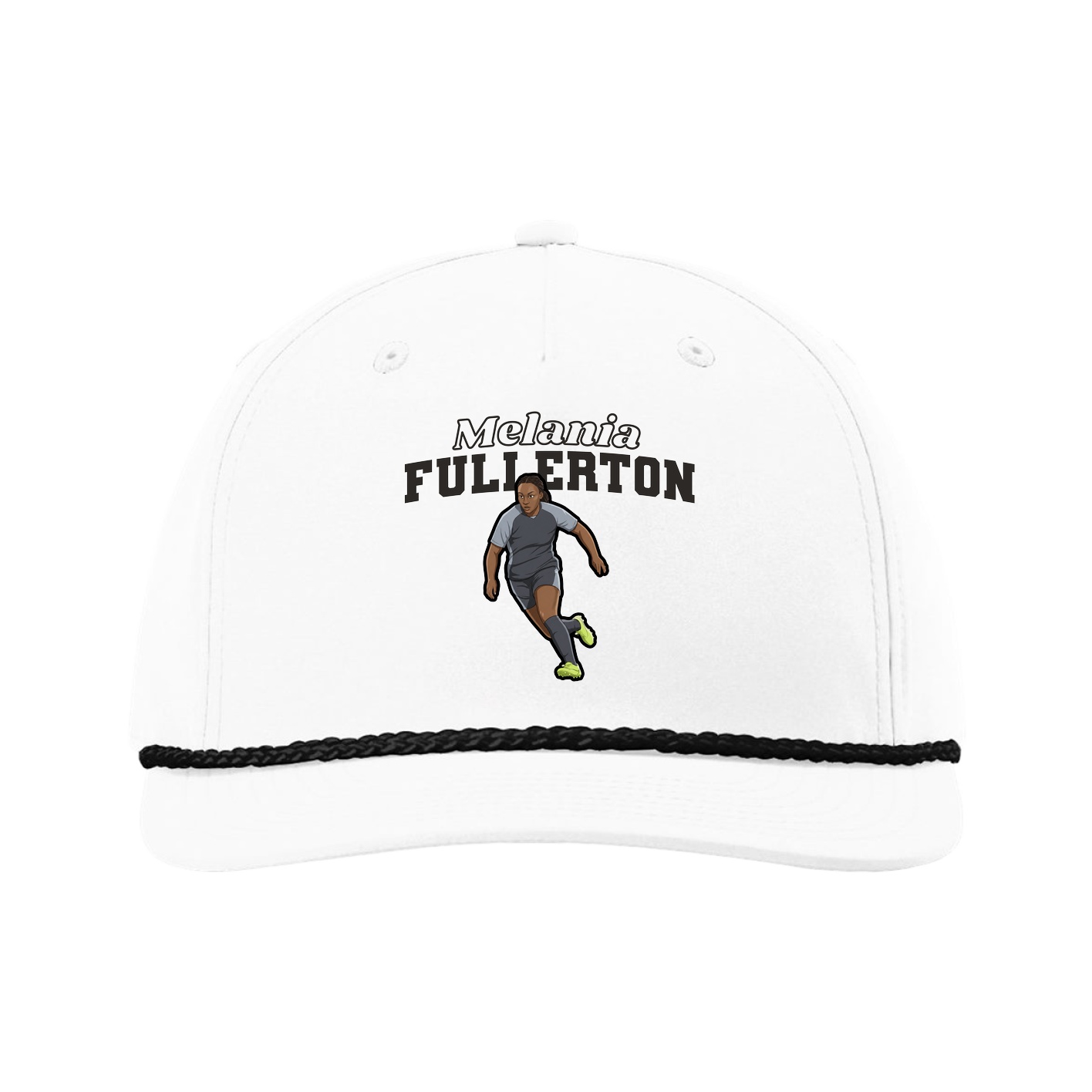 Five-Panel Classic Rope Cap — Name Arch in White