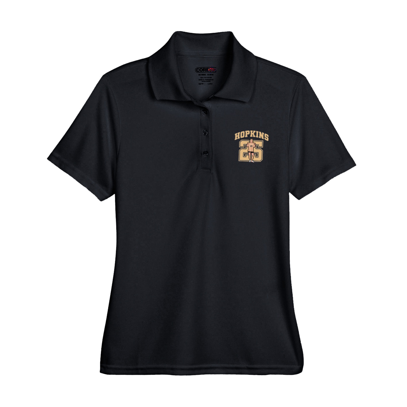 Womens Performance Polo — Number in Black