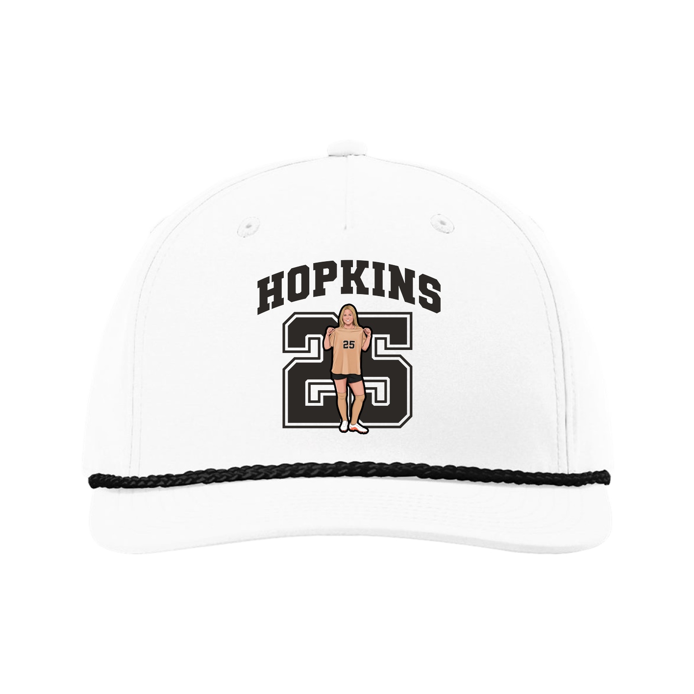 Five-Panel Classic Rope Cap — Number in White
