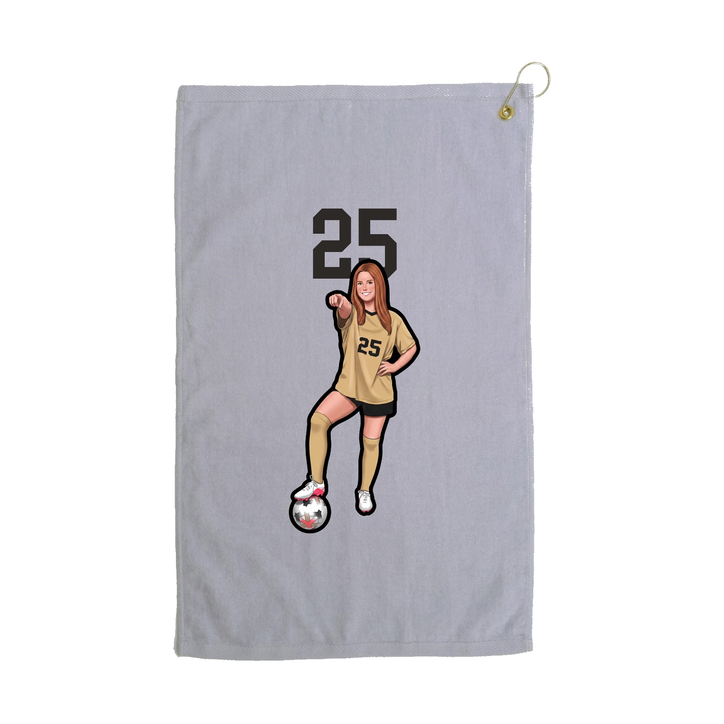 Golf Towel — Number Top in Grey
