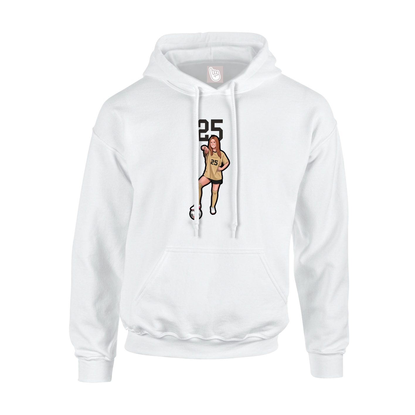 Youth Hoodie — Number Top in White