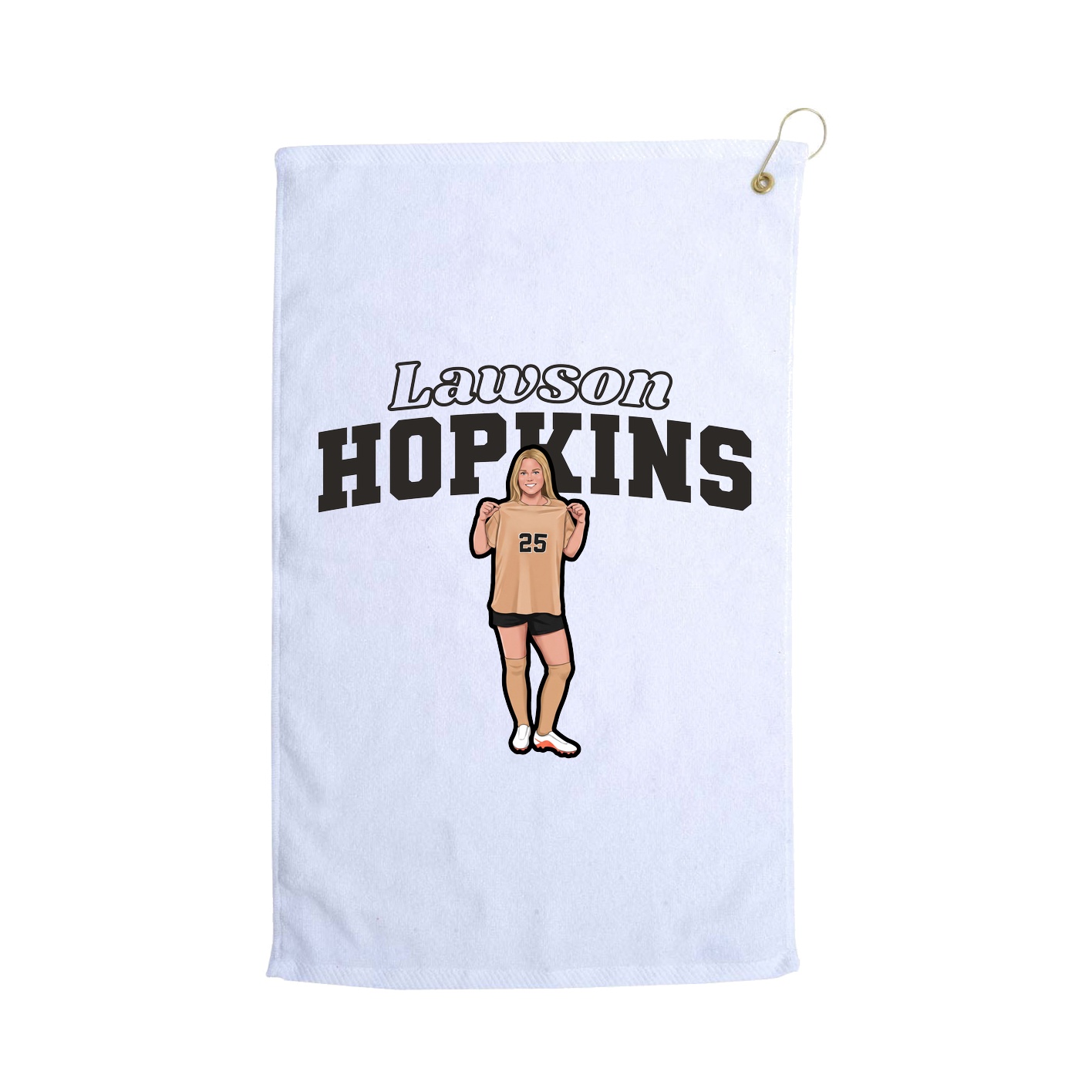 Golf Towel — Name Arch in White
