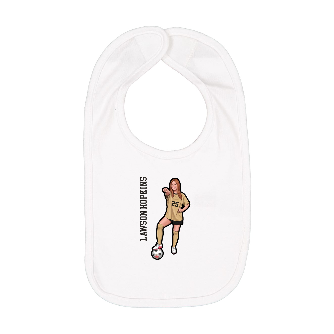 Infant Bib — Name Vertical in White