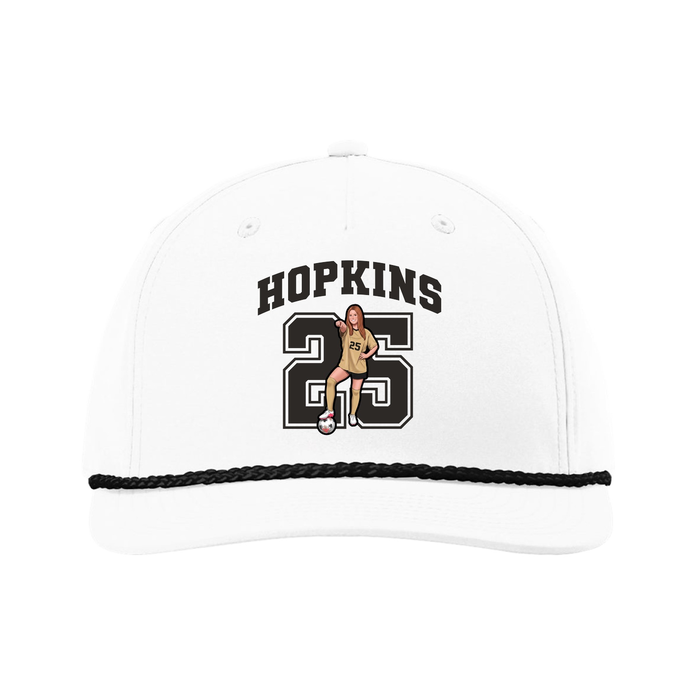 Five-Panel Classic Rope Cap — Number in White