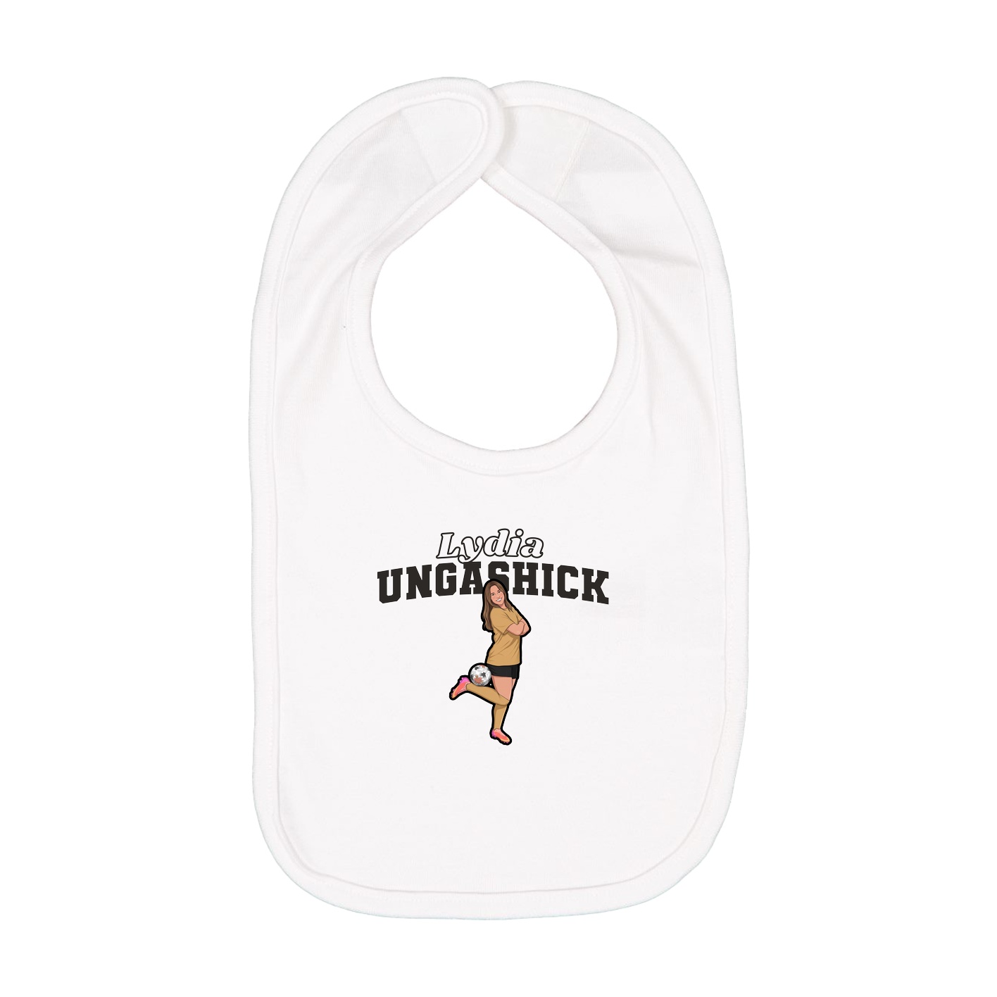 Infant Bib — Name Arch in White