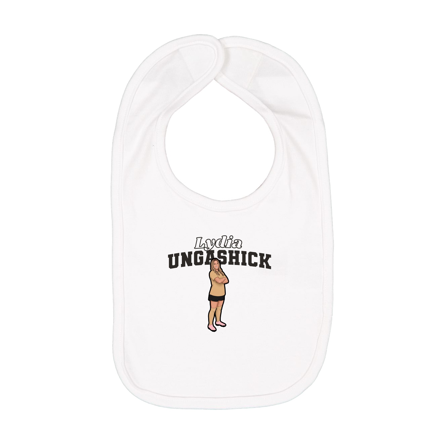 Infant Bib — Name Arch in White