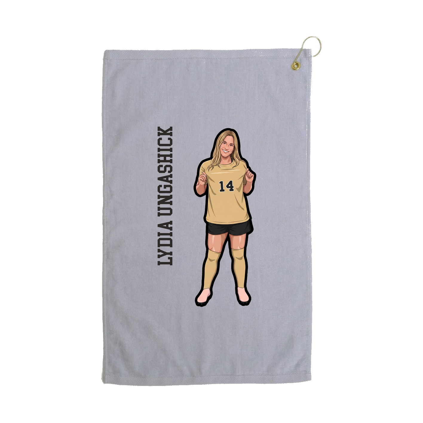 Golf Towel — Name Vertical in Grey