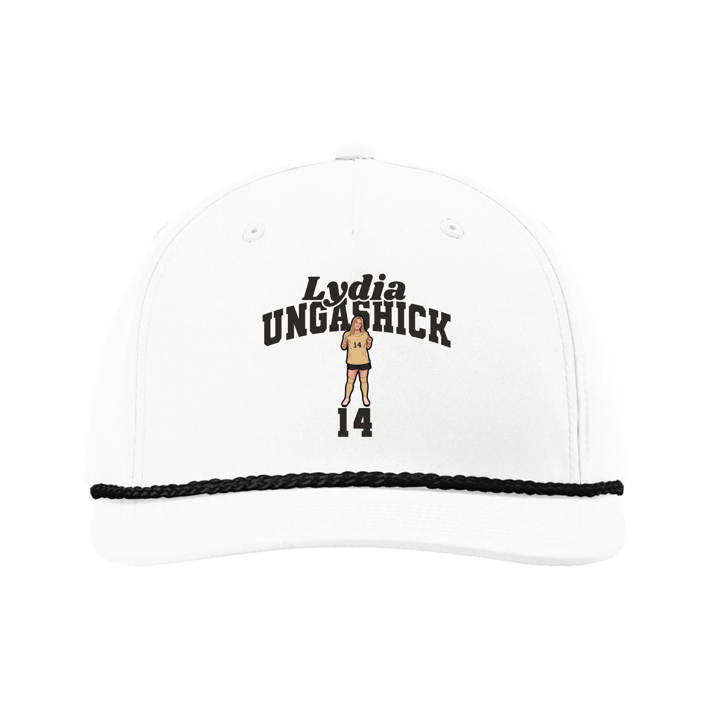 Five-Panel Classic Rope Cap — Signature Arch in White