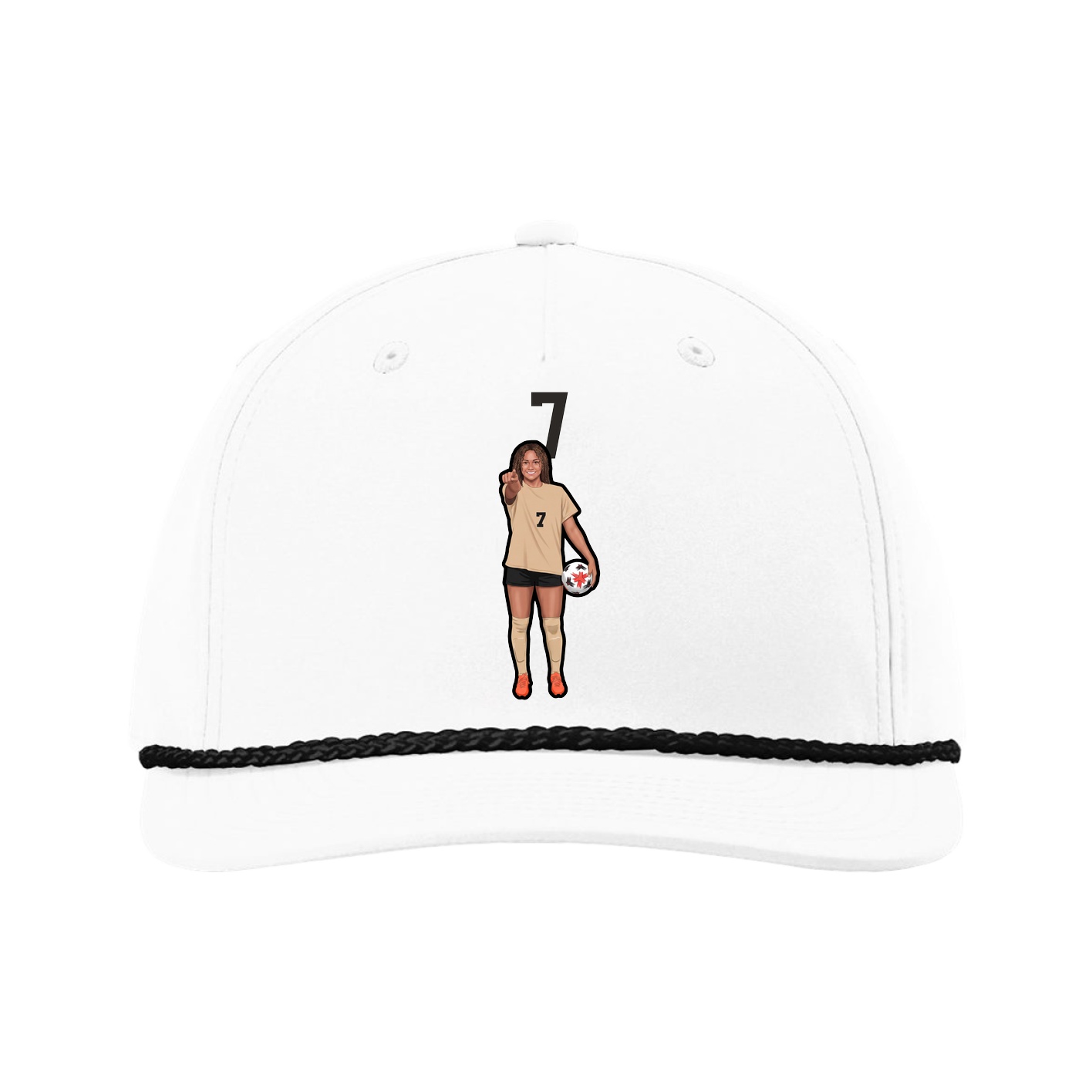 Five-Panel Classic Rope Cap — Number Top in White