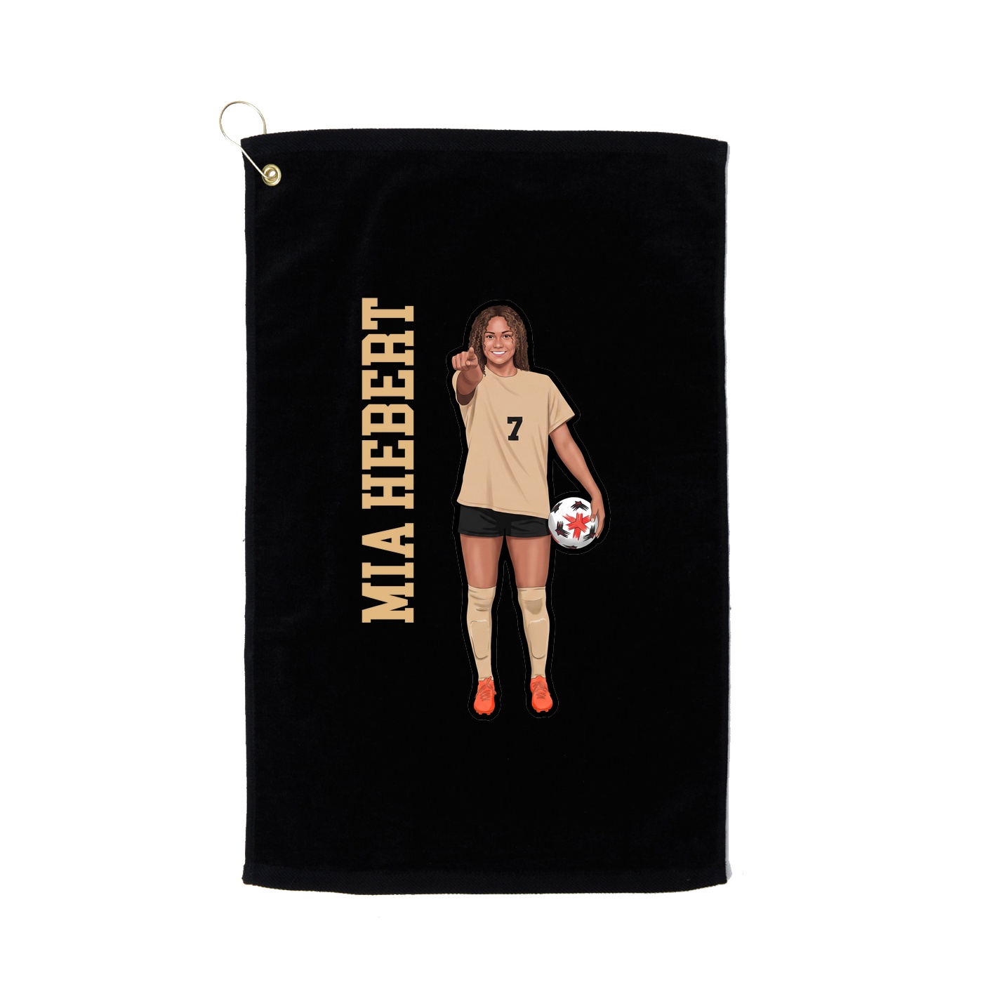 Golf Towel — Name Vertical in Black