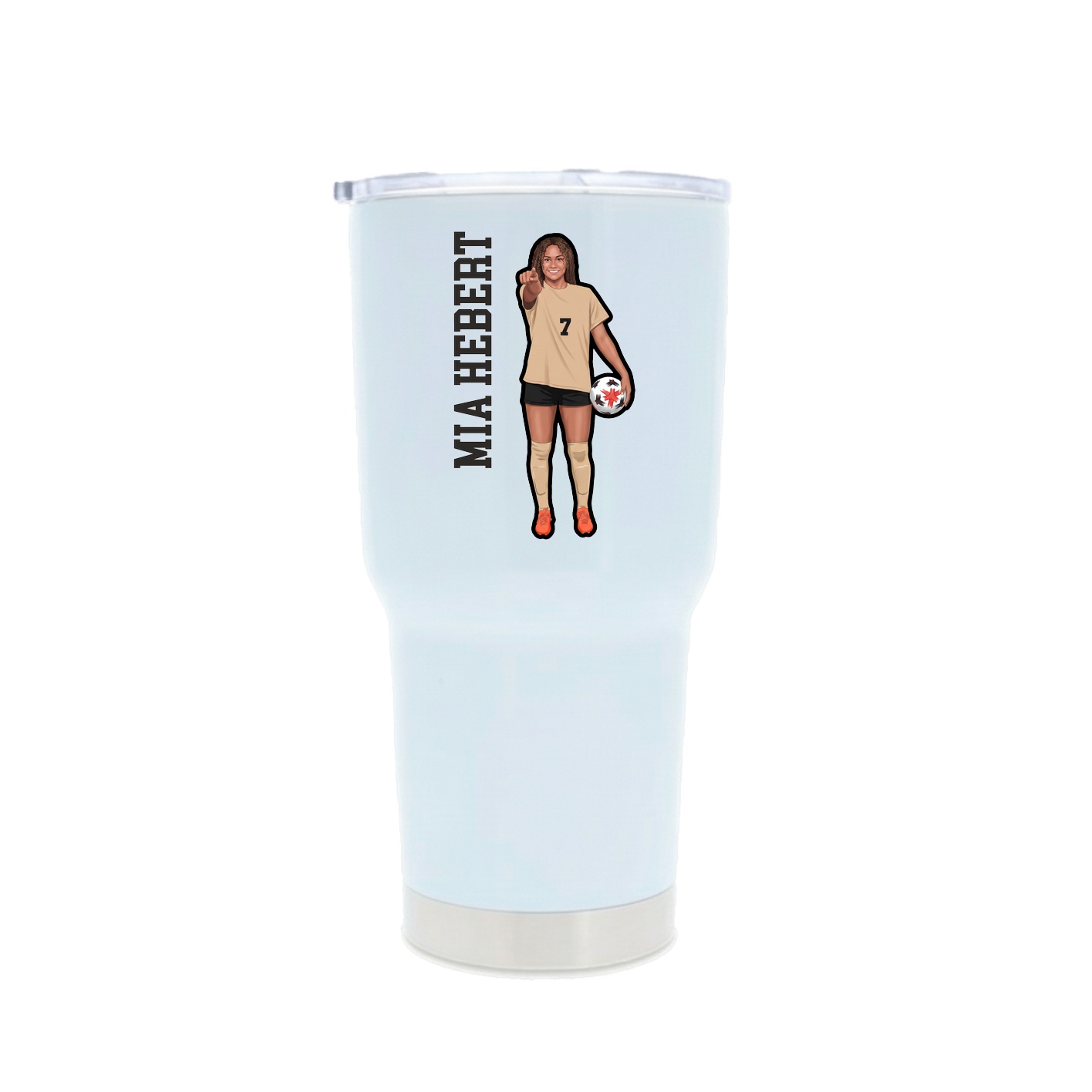 30oz Stainless Steel Tumbler — Name Vertical in White