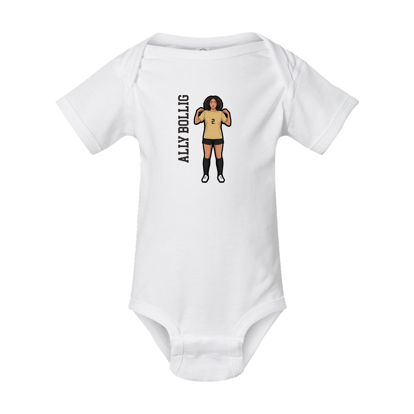 Baby Onesie — Name Vertical in White