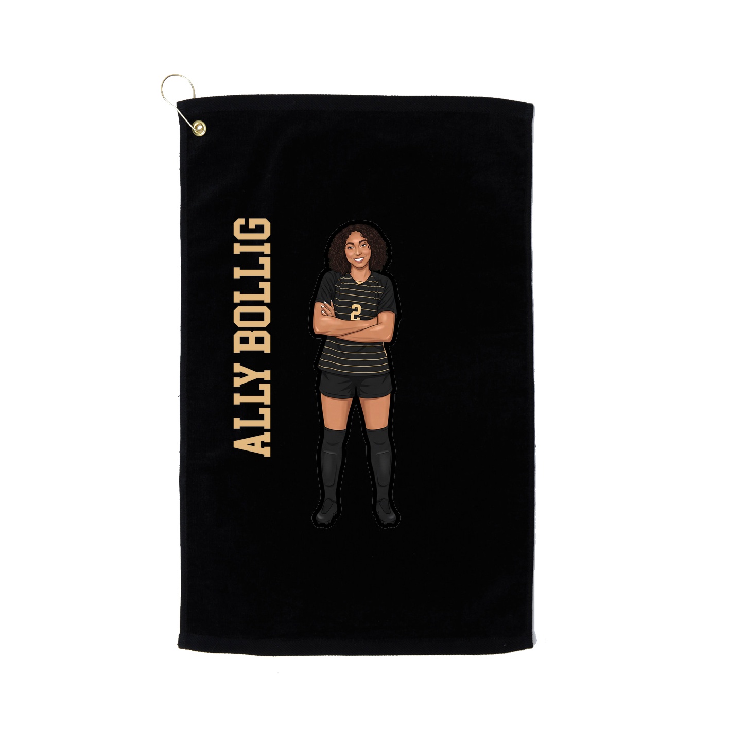 Golf Towel — Name Vertical in Black