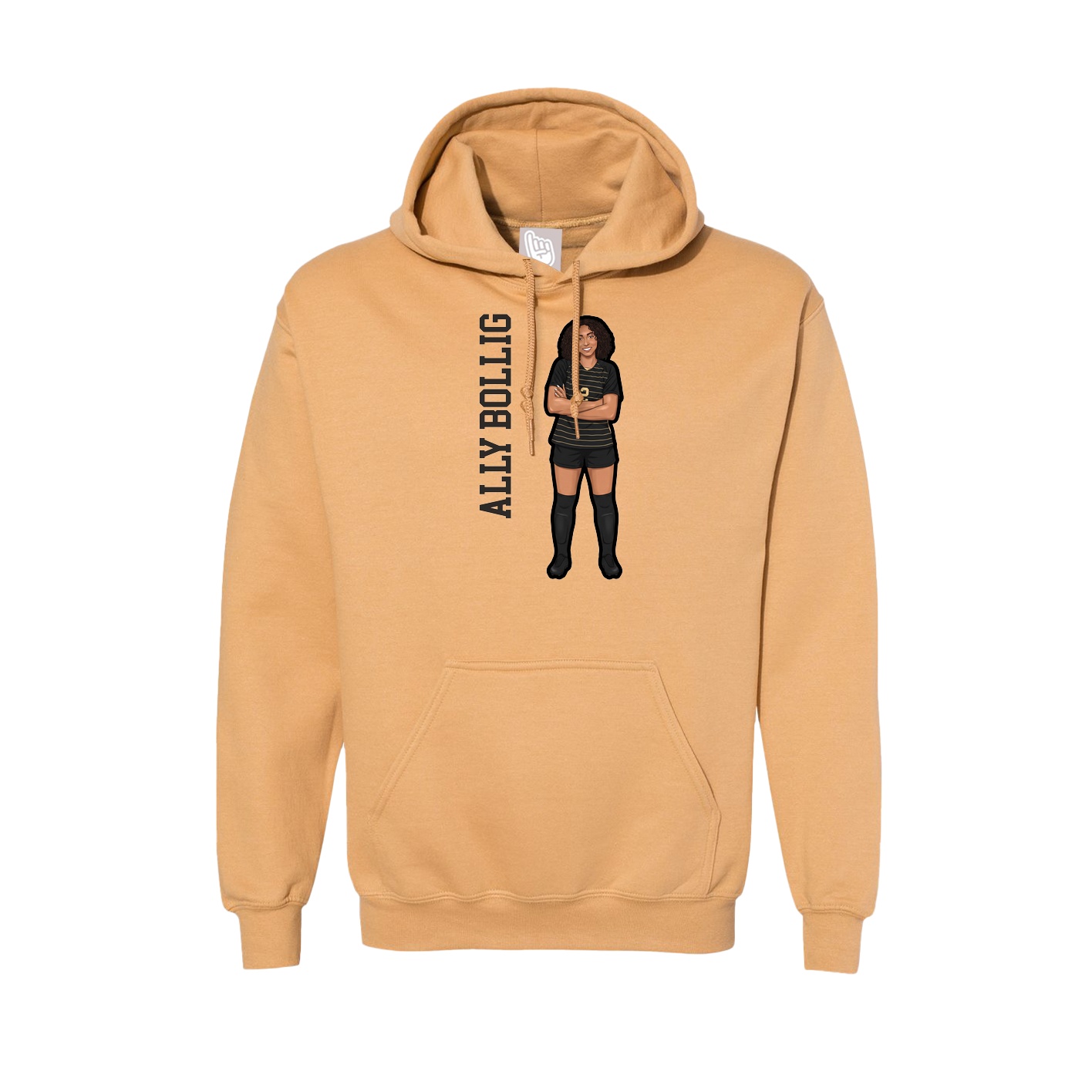 Hoodie — Name Vertical in Vegas Gold