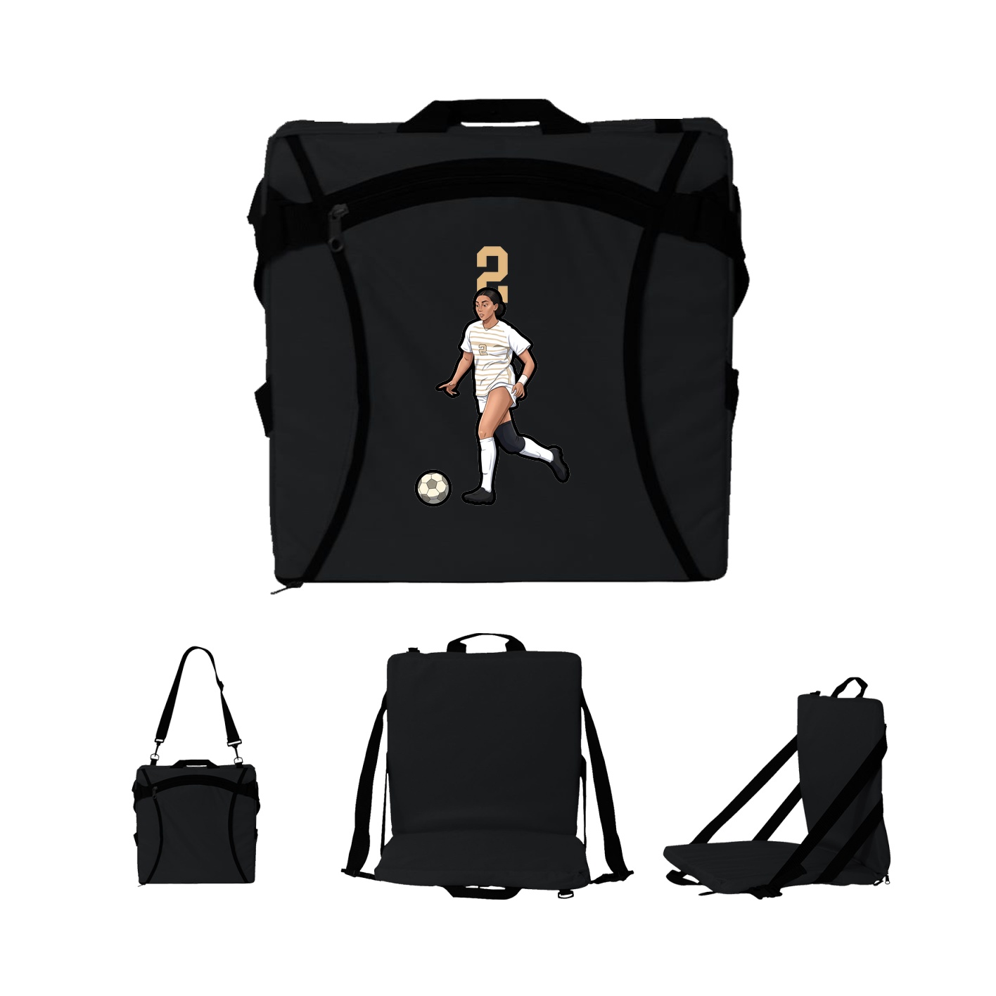 Folding Stadium Seat — Number Top in Black