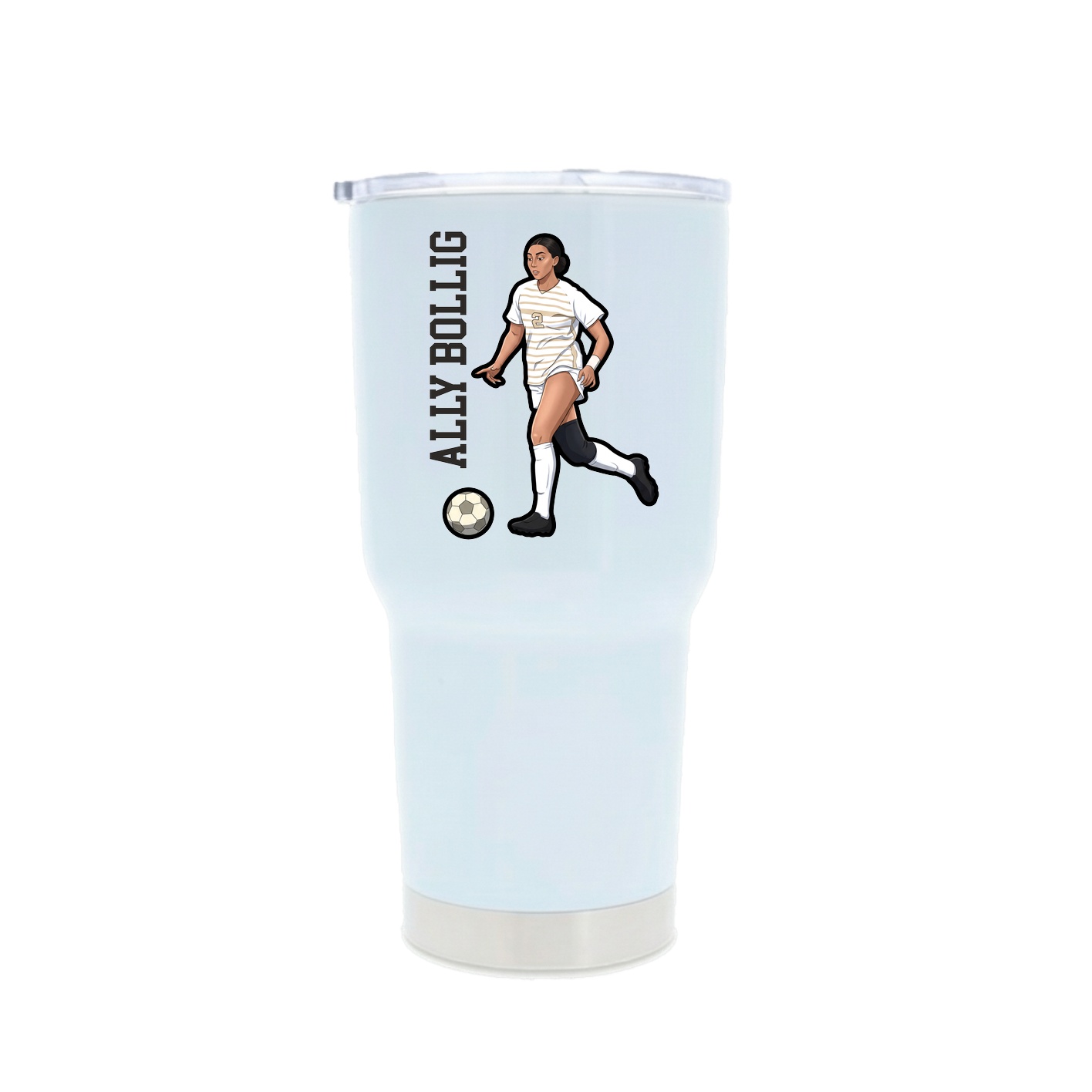30oz Stainless Steel Tumbler — Name Vertical in White