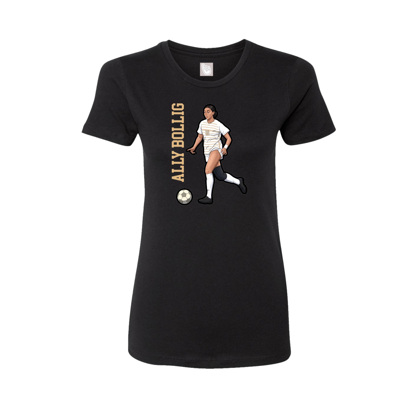 Fitted Women's Tee — Name Vertical in Black
