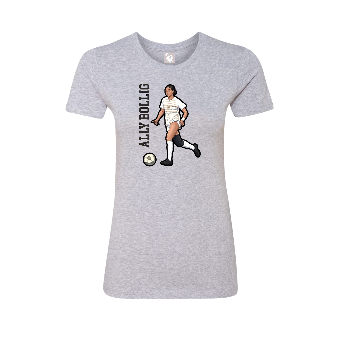 Womens Tee — Name Vertical in Grey